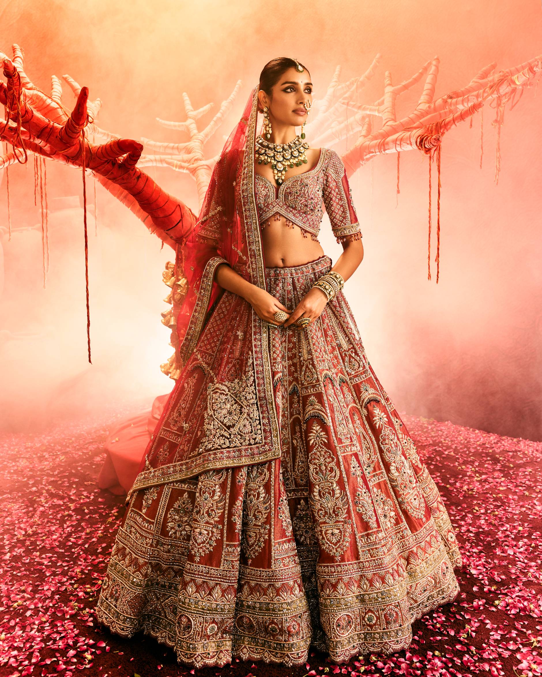 Dusty Red Zardozi Lehenga